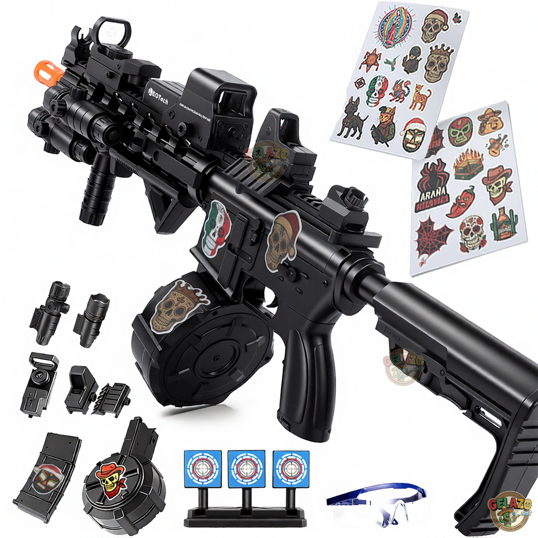 Kit Lanzador Juguete de Hidrogel con Blancos y Stickers Incluye 30 000 bolas de gel - Gelazo
